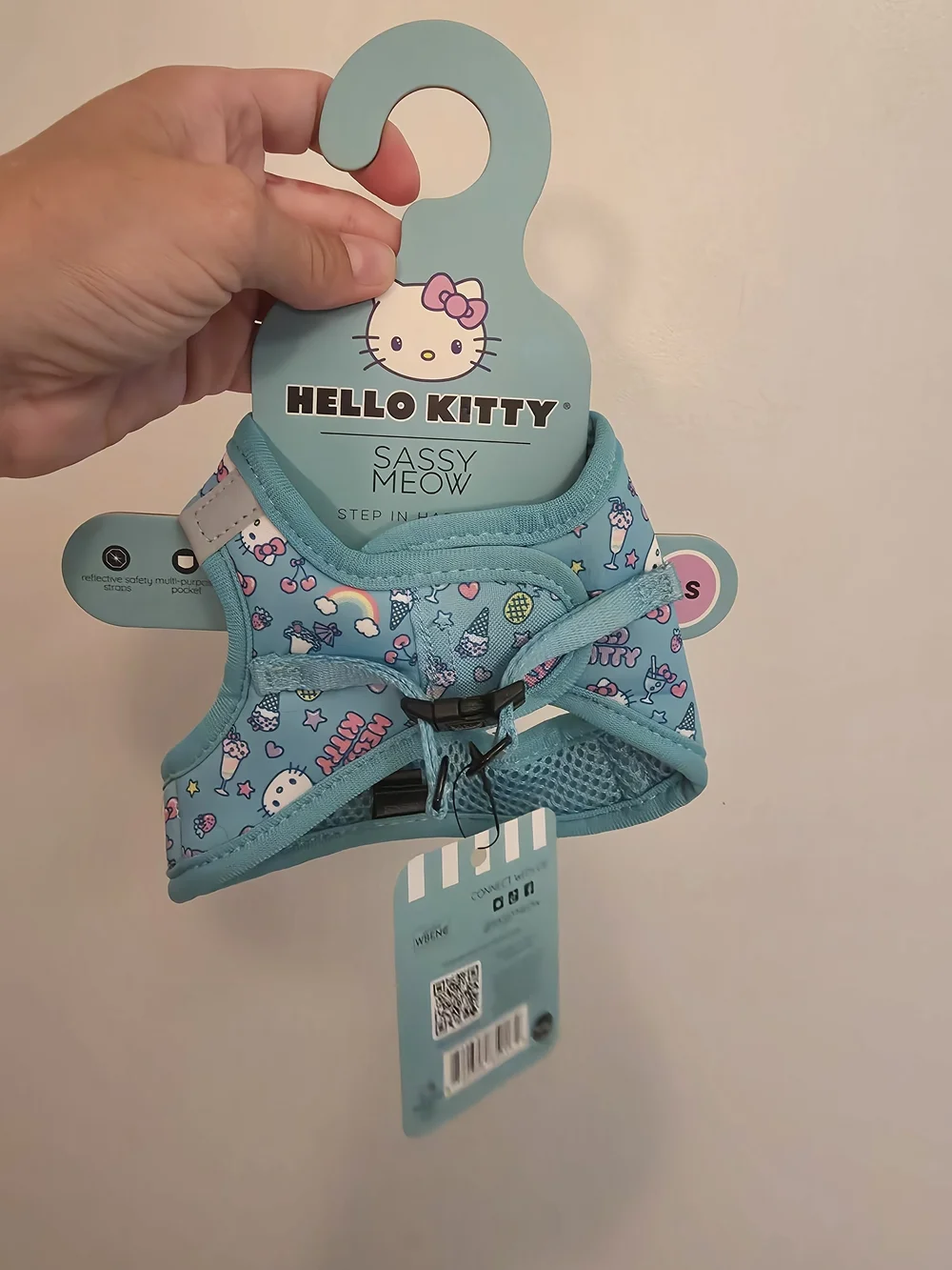 Hello Kitty Teal Blue Sassy Meow Dog Harness with Character Print
